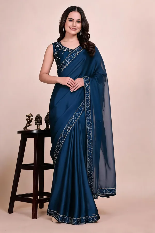 Blue_Silk_Stonework_Saree_For_Women