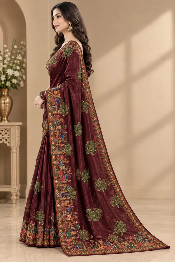 Maroon_Silk_Traditional_Printed_Saree_For_Women