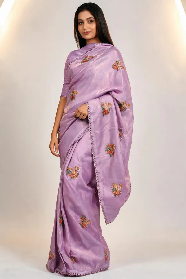 Lavender_Silk_Floral_Stone_Work_Saree_For_Women