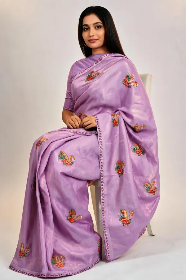 Lavender_Silk_Floral_Stone_Work_Saree_For_Women