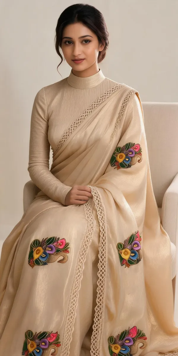 Beige_Silk_Floral_Stone_Work_Saree_For_Women