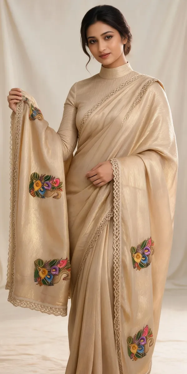 Beige_Silk_Floral_Stone_Work_Saree_For_Women