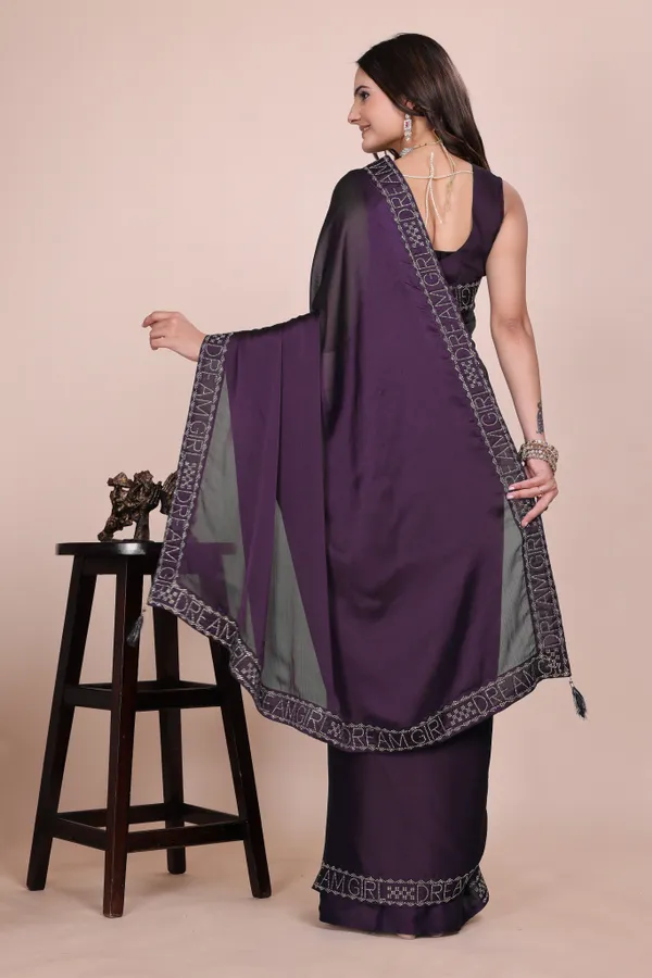 Wine_Silk_Stonework_Satin_Saree_For_Women