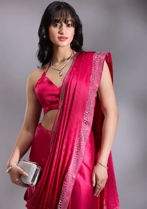 Rani_Pink_Satin_Silver_Stone_Work_Saree_For_Women