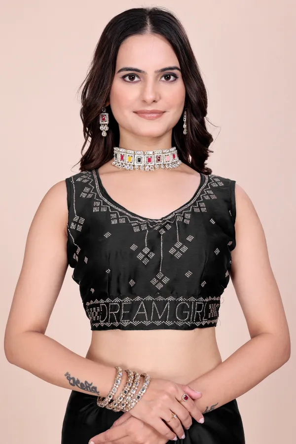 Black_Silk_Stonework_Satin_Saree_For_Women