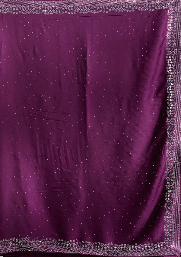 Purple_Silk_Silver_Stonework_Satin_Saree_For_Women