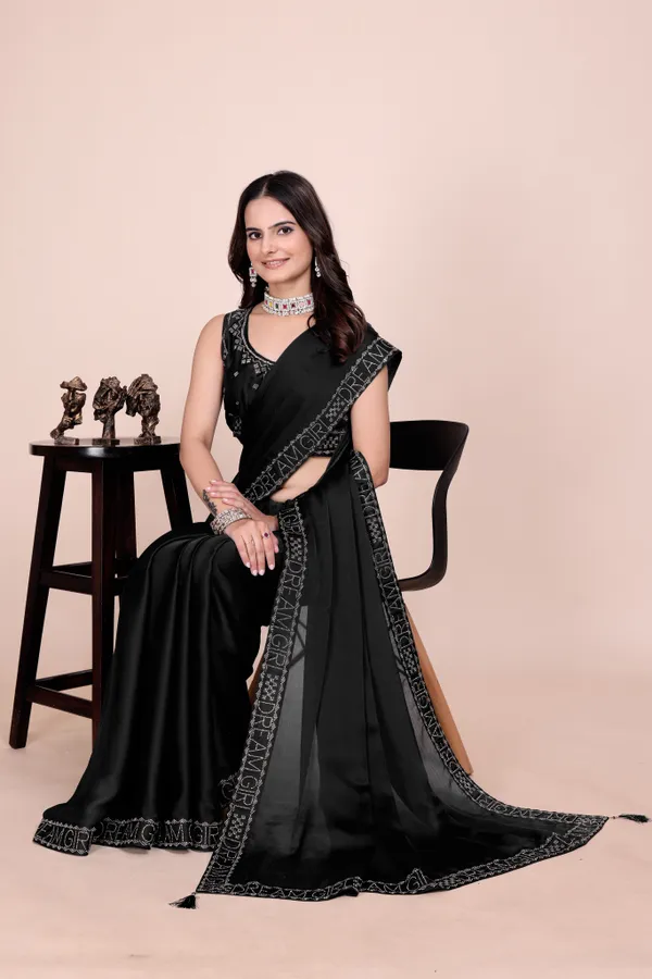 Black_Silk_Stonework_Satin_Saree_For_Women