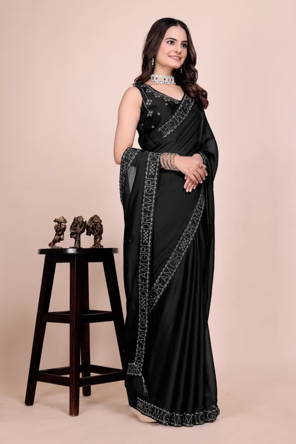 Black_Silk_Stonework_Satin_Saree_For_Women
