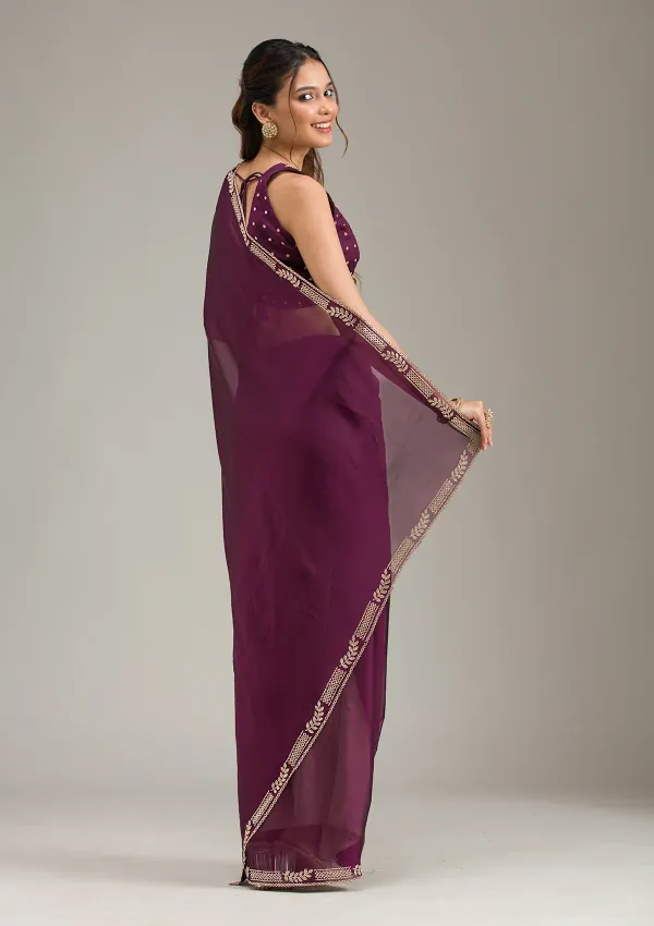 Wine_Silk_Stonework_Saree_For_Women