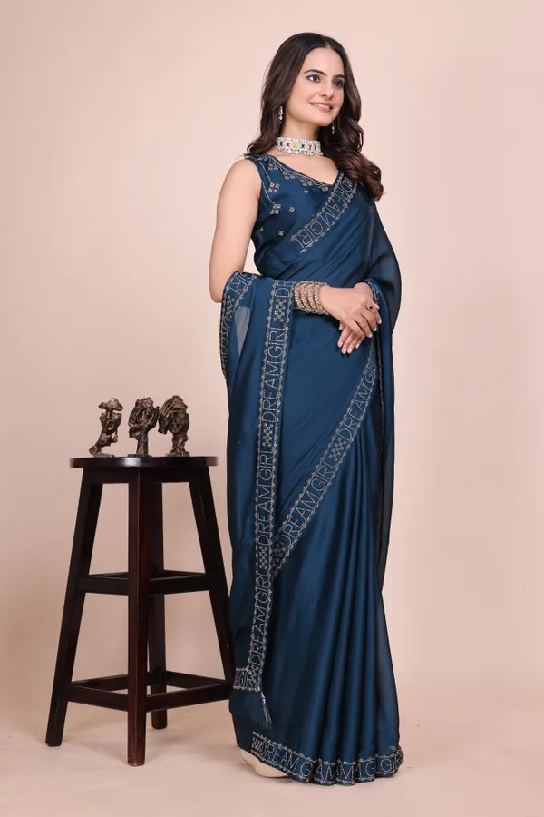Blue_Silk_Stonework_Saree_For_Women