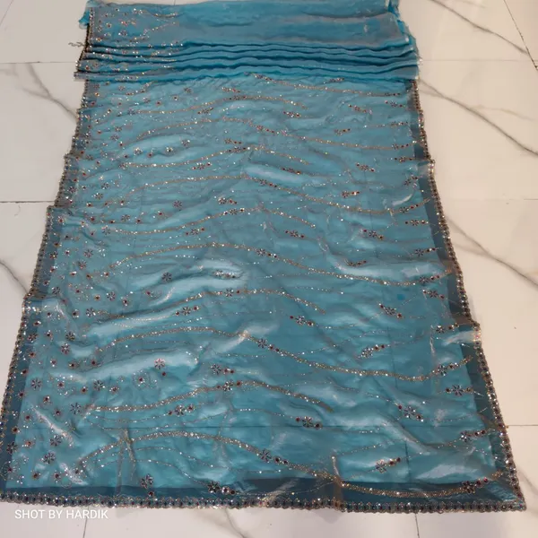 Sky_Blue_Silk_Stone_Work_Saree_For_Women