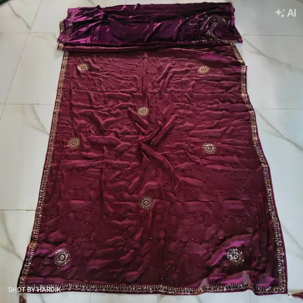 Wine_Silk_Stone_Work_Saree_For_Women