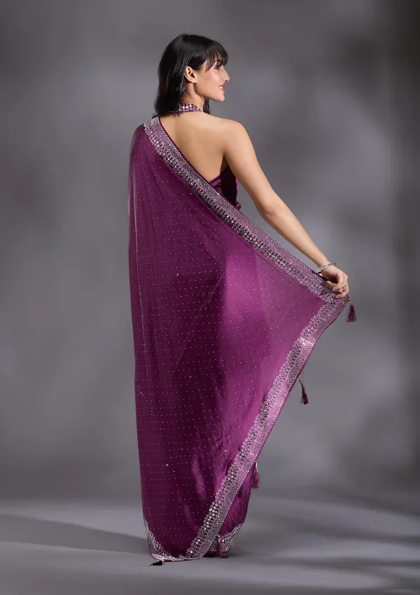 Purple_Silk_Silver_Stonework_Satin_Saree_For_Women