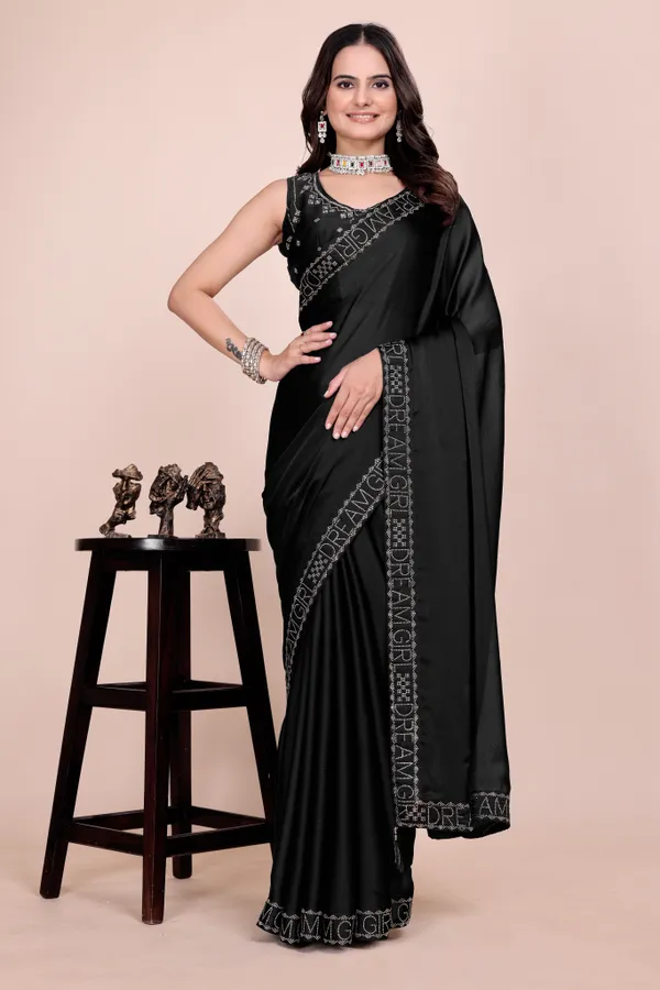 Black_Silk_Stonework_Satin_Saree_For_Women