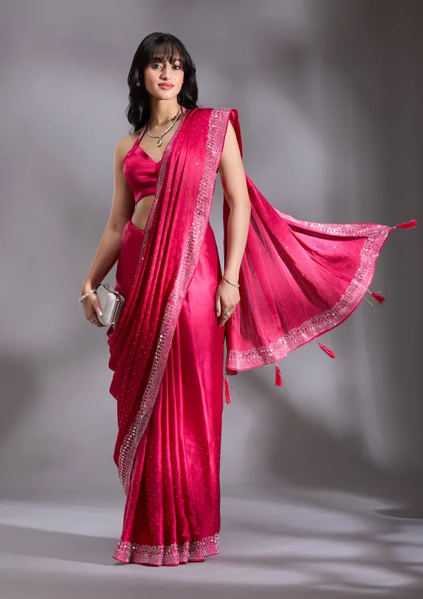 Rani_Pink_Satin_Silver_Stone_Work_Saree_For_Women