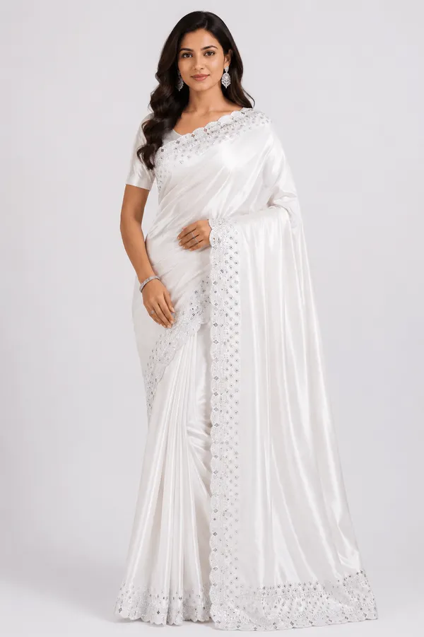 White_Silk_Stone_Work_Saree_For_Women