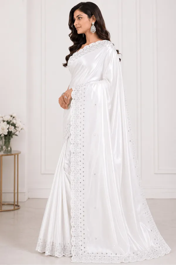 White_Silk_Stone_Work_Saree_For_Women