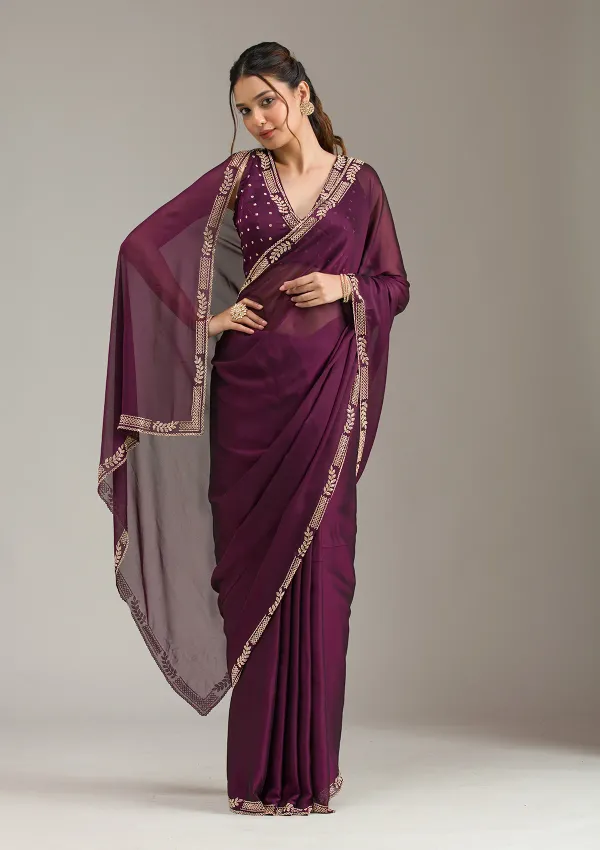 Wine_Silk_Stonework_Saree_For_Women