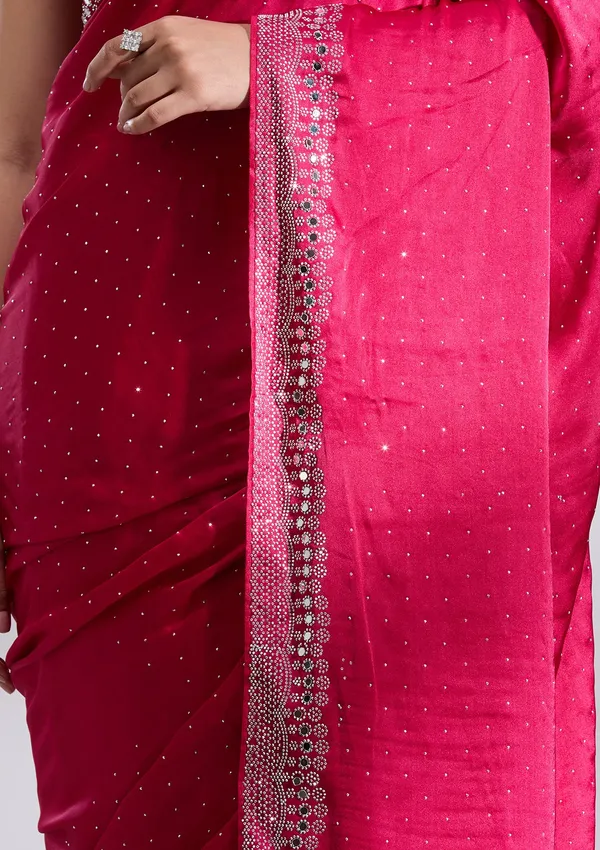 Rani_Pink_Satin_Silver_Stone_Work_Saree_For_Women