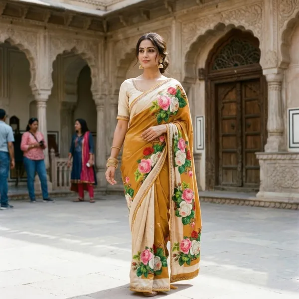 Mustard_Silk_Floral_Printed_Saree_For_Women