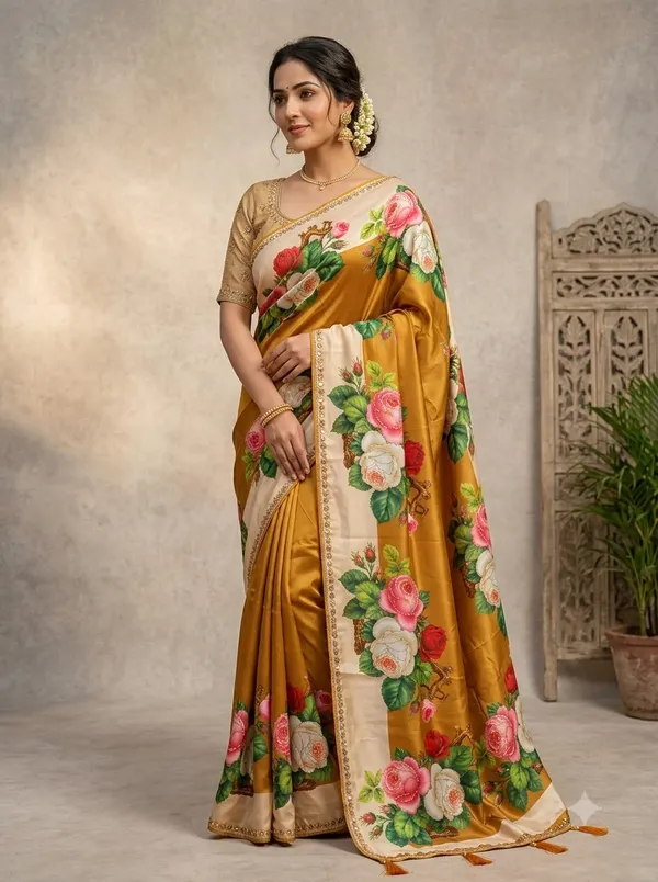 Mustard_Silk_Floral_Printed_Saree_For_Women