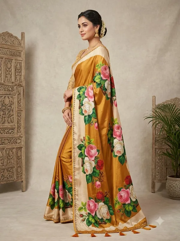 Mustard_Silk_Floral_Printed_Saree_For_Women