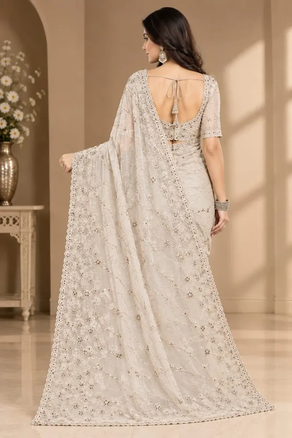 Ivory_Silk_Stone_Work_Saree_For_Women