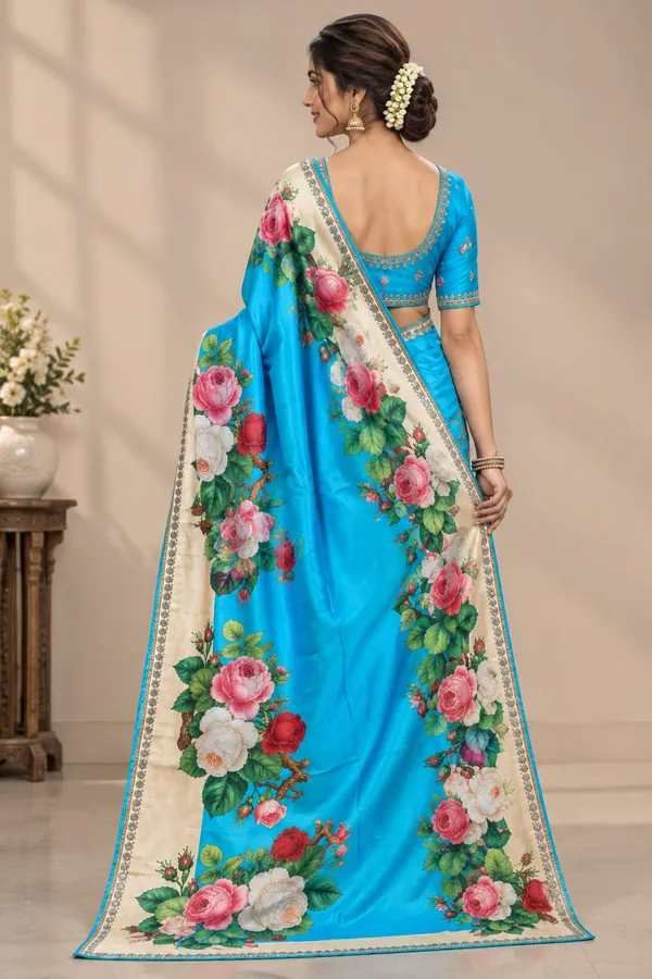 Blue_Chinon_Digital_Floral_Print_Saree_For_Women