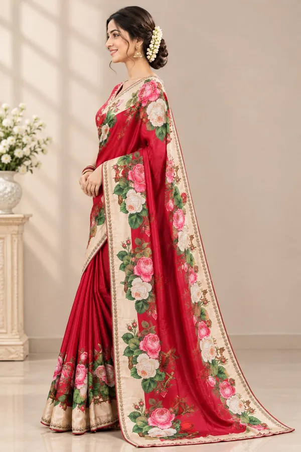 Red_Silk_Floral_Digital_Printed_Saree_For_Women