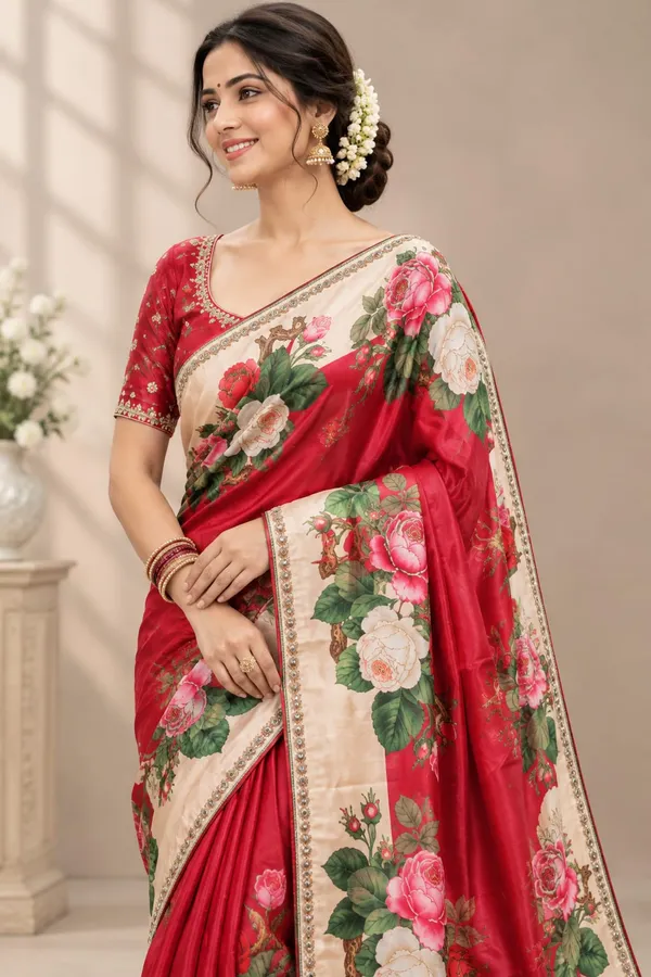 Red_Silk_Floral_Digital_Printed_Saree_For_Women