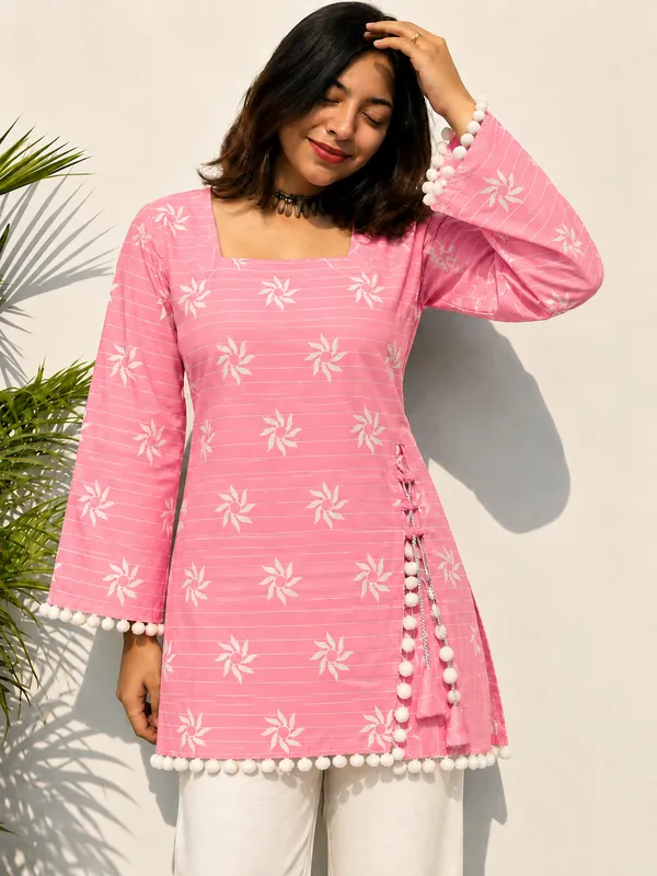 Pink_Cotton_Short_Kurti_Tunic_for_Women