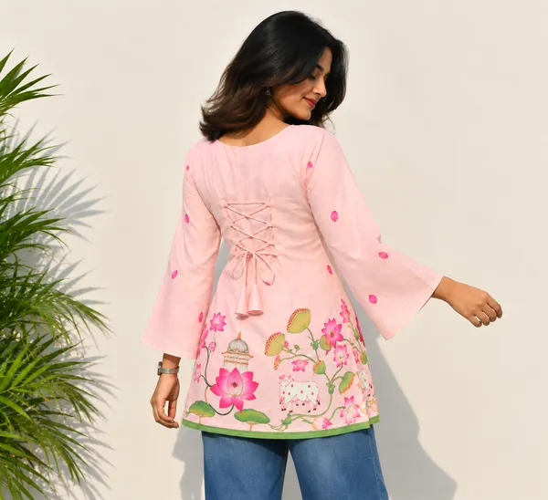 Pink_Cotton_Short_Kurti_Tunic_for_Women