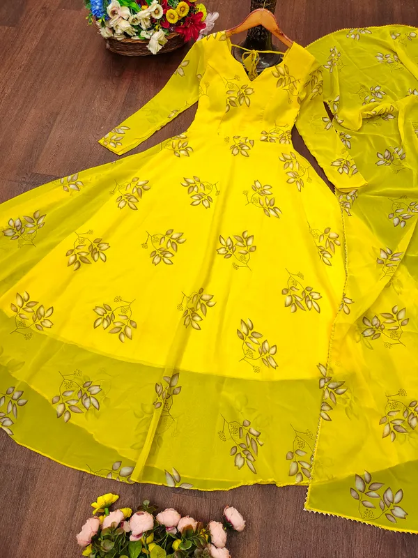 Yellow_Georgette_Gown_with_Dupatta_for_Women