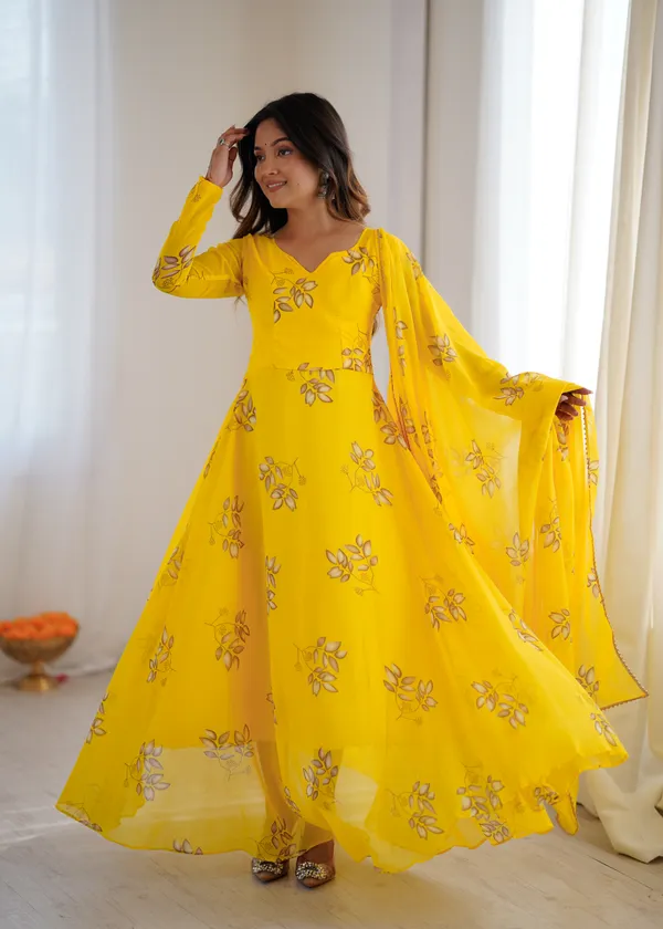 Yellow_Georgette_Gown_with_Dupatta_for_Women