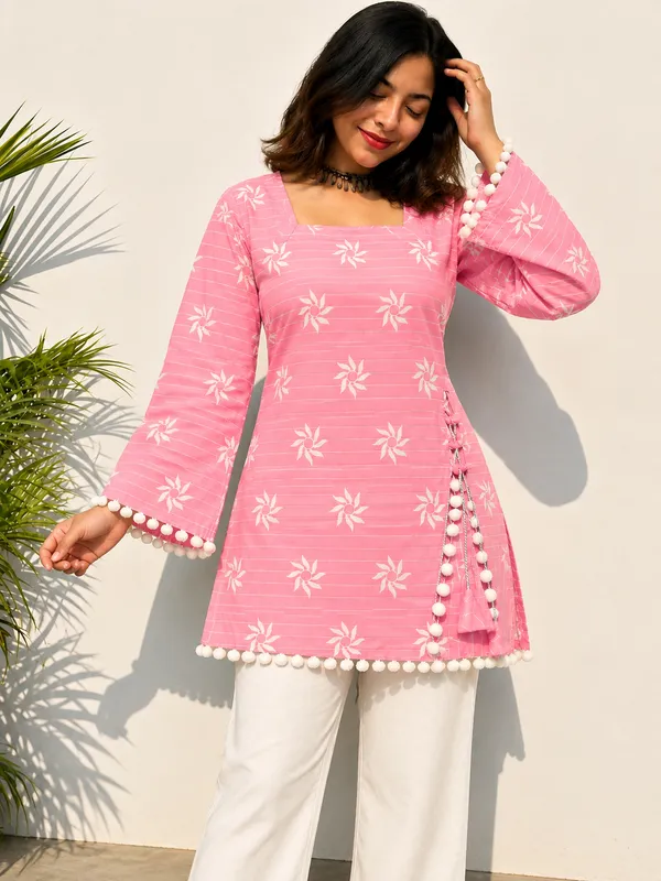 Pink_Cotton_Short_Kurti_Tunic_for_Women