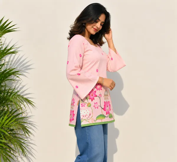 Pink_Cotton_Short_Kurti_Tunic_for_Women