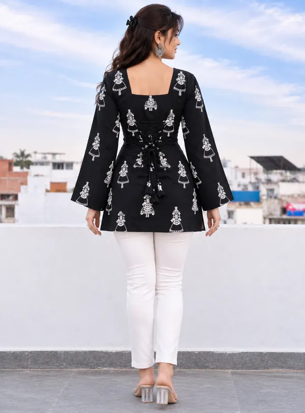 Black_Cotton_Short_Kurti_Tunic_for_Women