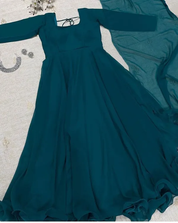 Teal_Georgette_Gown_with_Dupatta_for_Women