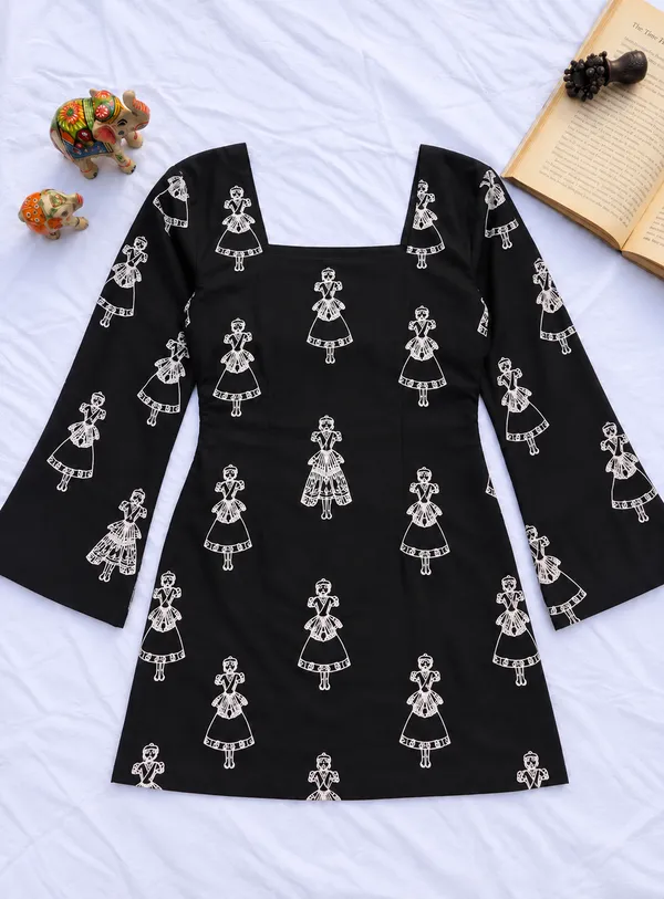 Black_Cotton_Short_Kurti_Tunic_for_Women