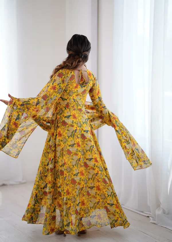 Yellow_Georgette_Gown_with_Dupatta_for_Women