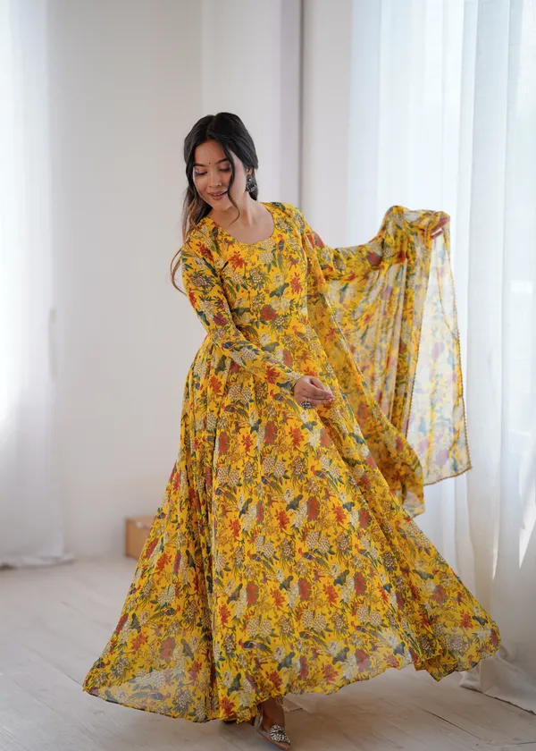 Yellow_Georgette_Gown_with_Dupatta_for_Women