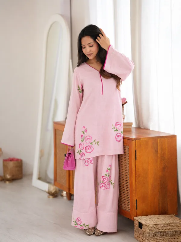 Pink_Cotton_Kurta_Palazzo_Co-ord_Set_for_Women