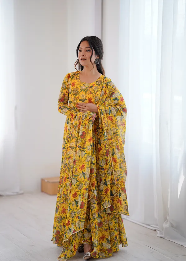 Yellow_Georgette_Gown_with_Dupatta_for_Women
