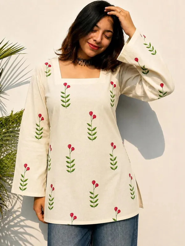 Cream_Cotton_Short_Kurti_Tunic_for_Women