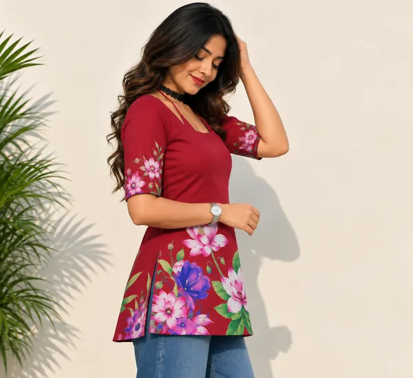 Maroon_Cotton_Short_Kurti_Tunic_for_Women