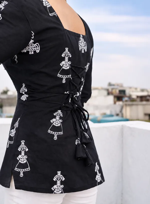 Black_Cotton_Short_Kurti_Tunic_for_Women