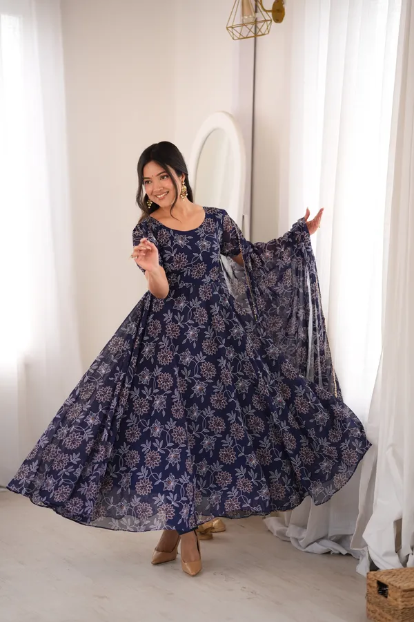 Navy_Blue_Georgette_Gown_With_Dupatta_For_Women