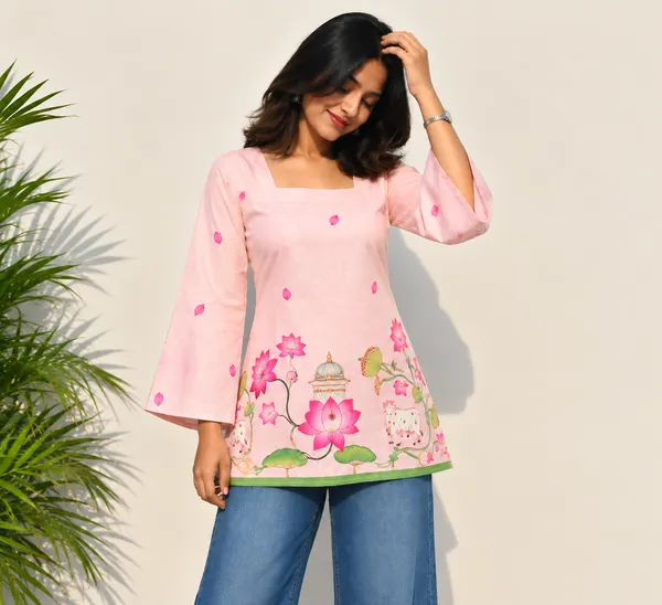 Pink_Cotton_Short_Kurti_Tunic_for_Women