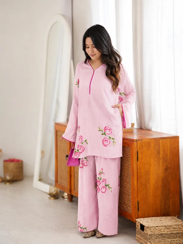 Pink_Cotton_Kurta_Palazzo_Co-ord_Set_for_Women