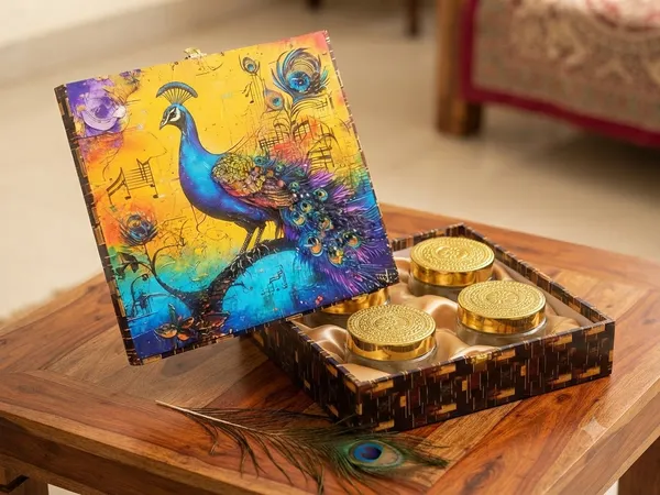 Wooden_Peacock_Design_Four_Compartment_Gift_Box